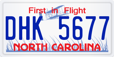 NC license plate DHK5677
