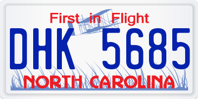 NC license plate DHK5685