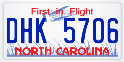 NC license plate DHK5706