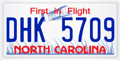 NC license plate DHK5709