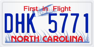 NC license plate DHK5771