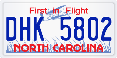 NC license plate DHK5802