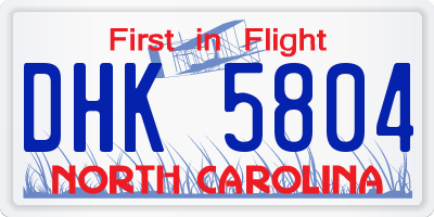 NC license plate DHK5804