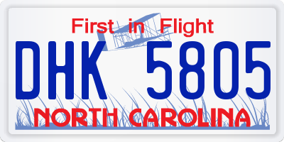 NC license plate DHK5805