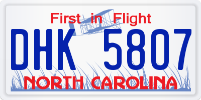 NC license plate DHK5807