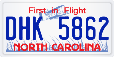 NC license plate DHK5862