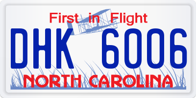 NC license plate DHK6006