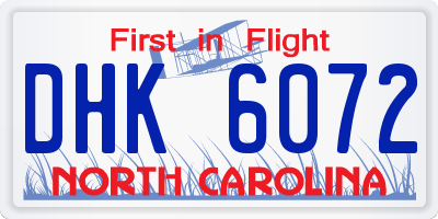 NC license plate DHK6072
