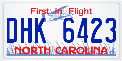 NC license plate DHK6423
