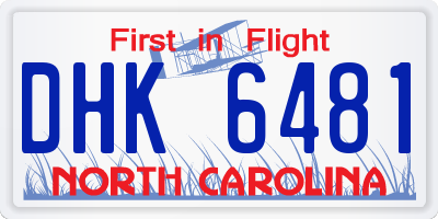 NC license plate DHK6481