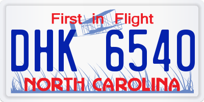 NC license plate DHK6540