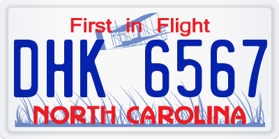 NC license plate DHK6567
