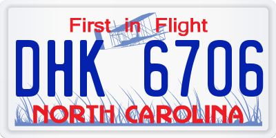 NC license plate DHK6706