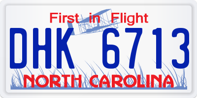 NC license plate DHK6713