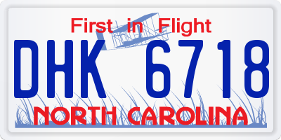 NC license plate DHK6718
