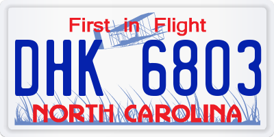 NC license plate DHK6803