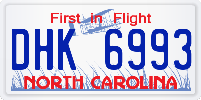 NC license plate DHK6993
