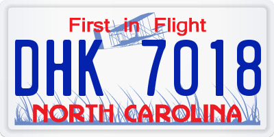 NC license plate DHK7018