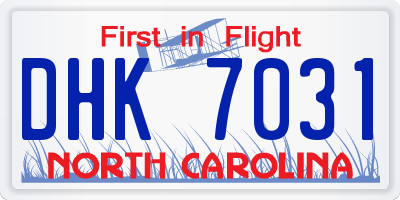 NC license plate DHK7031