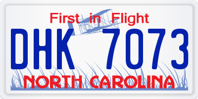 NC license plate DHK7073