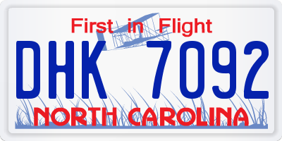 NC license plate DHK7092