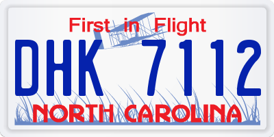 NC license plate DHK7112
