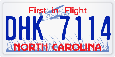 NC license plate DHK7114