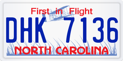 NC license plate DHK7136
