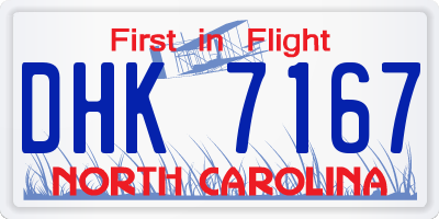 NC license plate DHK7167