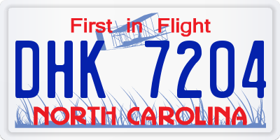 NC license plate DHK7204