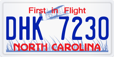 NC license plate DHK7230