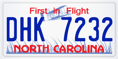 NC license plate DHK7232