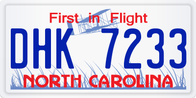 NC license plate DHK7233