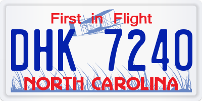 NC license plate DHK7240