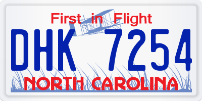 NC license plate DHK7254