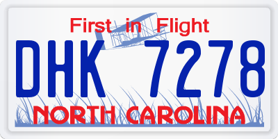 NC license plate DHK7278