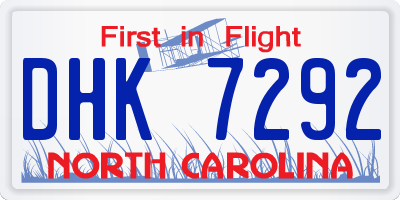 NC license plate DHK7292