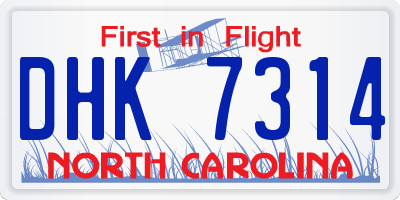 NC license plate DHK7314