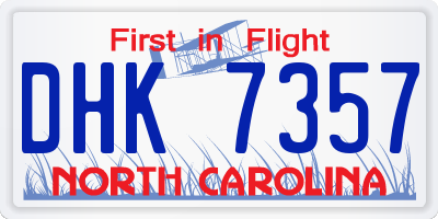 NC license plate DHK7357