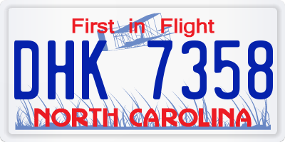 NC license plate DHK7358