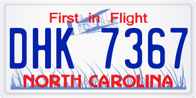 NC license plate DHK7367