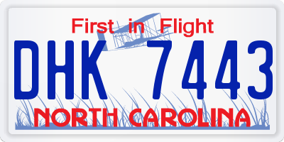NC license plate DHK7443
