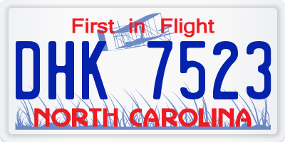 NC license plate DHK7523