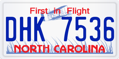 NC license plate DHK7536