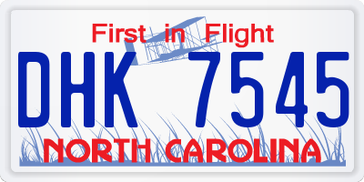 NC license plate DHK7545