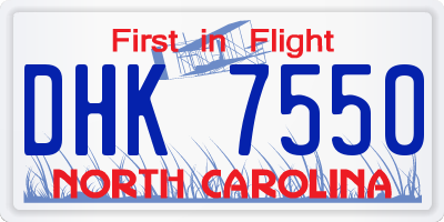 NC license plate DHK7550