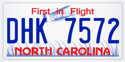 NC license plate DHK7572
