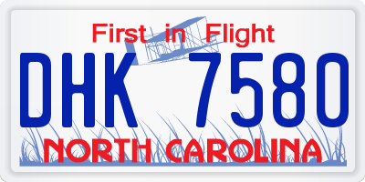 NC license plate DHK7580