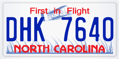 NC license plate DHK7640