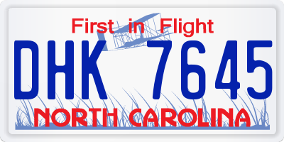 NC license plate DHK7645